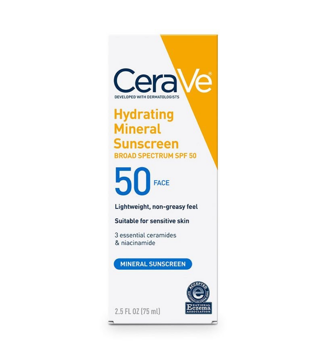CeraVe Hydrating Mineral Sunscreen Face SPF 50 75ml (2.5 fl. oz.)